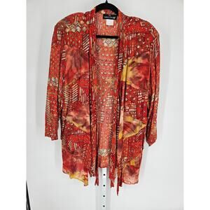 Carole Little II Women Multicolor Rayon Long Sleeve Open Front Cardigan Size 18